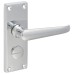 Exel Polished Chrome Victorian Straight Privacy Door Handle - Short Plate - 118 x 42mm