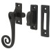 Olde Forge Curly Tail Mortice & Hook Plate Window Fastener - Reversible - 124 x 20mm - Smooth Black