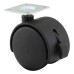 Mini Twin Wheel Castor - Swivel Braked - 45kg Max Weight - 50mm Diameter - Black - Pack of 4