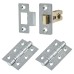 Exel Latch Pack - 76mm Case - 57mm Backset - 2 x Fire Rated Ball Bearing Hinges - Satin Chrome