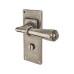 Finesse Pewter Bathroom Door Handle on Jesmond Plate - Fenwick Range - 120 x 65mm