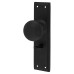 Hampstead Miller Reeded Mortice Door Knob on Backplate - Bathroom - 205 x 52mm - Matt Black 
