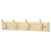 Exel Hat & Coat Hook Rail - 400 x 20 x 71mm - 4 Hooks - Pine Board with Satin Chrome Hooks