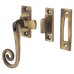 Exel Cast Open Curl Mortice & Hook Plate Casement Window Fastener - Reversible - Antique Brass