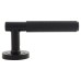 Exel Matt Black Knurled Door Handles on Round Rose - Remi Range 