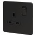 Knightsbridge 13A 1 Gang Screwless Flat Plate DP Switched Socket - Matt Black with Black Insert