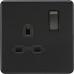 Knightsbridge 13A 1 Gang Screwless Flat Plate DP Switched Socket - Matt Black with Black Insert