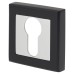 Exel Square Escutcheon - 52 x 52mm - Euro - Matt Black/Polished Chrome