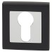 Exel Square Escutcheon - 52 x 52mm - Euro - Matt Black/Polished Chrome
