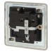 Knightsbridge 13A 1 Gang Screwless Flat Plate DP Switched Socket - Brushed Chrome with Black Insert