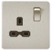 Knightsbridge 13A 1 Gang Screwless Flat Plate DP Switched Socket - Brushed Chrome with Black Insert
