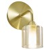 Forum Spa Patras Indoor Wall Light - Satin Brass Fittings and Champagne Glass Shade