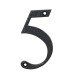 76mm Screw Fix Door Numeral - 5 - Antique Black Iron