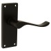 Exel Matt Black Budget Scroll Latch Door Handle - Short Plate - Mia Range - 114 x 42mm