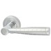 M Marcus Polished/Satin Chrome Dimple Door Handles on Round Rose - Roda Range 