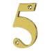 79mm Screw Fix Door Numeral - 5 - Polished Brass Effect
