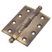 Ball Tip Ball Bearing Butt Door Hinge - 100 x 75 x 3mm - Antique Brass - Pair