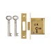 Cabinet Mortice Deadlock - 63 x 32mm - Left Hand - Polished Brass