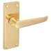 Exel Polished Brass Victorian Straight Latch Door Handle - Short Plate - 118 x 42mm