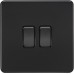 Knightsbridge 10AX 2 Gang 2 Way Screwless Flat Plate Light Switch - Matt Black with Black Rocker