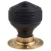 Olde Forge Edwardian Reeded Beehive Mortice/Rim Door Knob - 60mm Diameter - Ebony Knob & Brass Rose