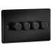 Knightsbridge 5-150W 4 Gang 2 Way Push On/Off Rotary Rounded Intelligent LED Dimmer - Matt Black