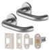 Light Duty Latch Door Handle on Rose Fire Door Kit - Power Size 3 - Push/Pull - Satin Stainless