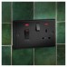 Knightsbridge 45A Round Edge DP Cooker Switch & 13A Socket with Neons - Matt Black/Black Insert