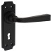Olde Forge Smooth Black Keyhole Lock Door Handle - York Range - 152 x 48mm