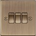 Knightsbridge 10AX 3 Gang 2 Way Light Switch - Antique Brass