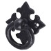 Olde Forge Ring Cabinet Drop Handle - 42mm Diameter on 57 x 57mm Plate - Antique Black Iron