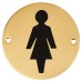 Hampstead Ladies Toilet Door Sign - 75mm Diameter - Polished Brass