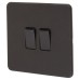 Knightsbridge 10AX 2 Gang Screwless Flat Plate Light Switch - Smoked Bronze 