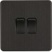 Knightsbridge 10AX 2 Gang Screwless Flat Plate Light Switch - Smoked Bronze 