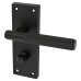 Exel Matt Black Lines Bathroom Door Handle - Nova Range - 155 x 55mm