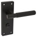 Exel Matt Black Lines Bathroom Door Handle - Nova Range - 155 x 55mm