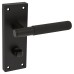 Exel Matt Black Lines Bathroom Door Handle - Nova Range - 155 x 55mm