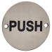 Exel Push Door Sign - 75mm Diameter - Satin Stainless Steel