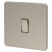 Knightsbridge 10AX 1 Gang 2 Way Screwless Flat Plate Light Switch - Brushed Chrome