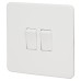 Knightsbridge 10AX 2 Gang 2 Way Screwless Flat Plate Light Switch - Matt White