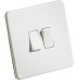 Knightsbridge 10AX 2 Gang 2 Way Screwless Flat Plate Light Switch - Matt White
