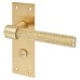 Exel Satin Brass Knurled Bathroom Door Handle - Loxley Range - 150 x 50mm