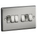 Knightsbridge 10AX 6 Gang 2 Way Round Edge Light Switch - Brushed Chrome