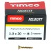 TIMCO Velocity Pozi Countersunk Wood Screws - 3.0 x 20mm - Yellow Zinc - Pack of 200