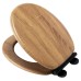 Croydex Ontario Flexi-Fix Soft Close Wooden Toilet Seat with Black Hinges - Teak