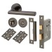 Exel Sophia Bathroom Lock Door Handle on Rose Kit - Black Nickel
