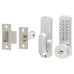Exel Push Button Code Lock and Tubular Latch with Key Override - Holdback Option - Stainless Steel