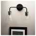 Exel Sabana Knurled 2 Light Indoor Wall Light - Matt Black Fittings & Hooded Clear Glass Shades