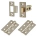 Exel Latch Pack - 76mm Case - 57mm Backset - 2 x Fire Rated Ball Bearing Hinges - Satin Nickel
