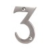 76mm Screw Fix Door Numeral - 3 - Satin Chrome